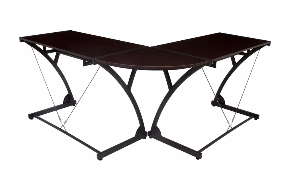 Mocha Walnut Wood Computer Corner Desk - Second Medium