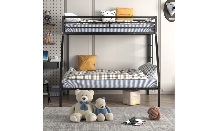 Costway Twin Over Full Bunk Bed W/Metal Frame And Ladder Space-Saving ...