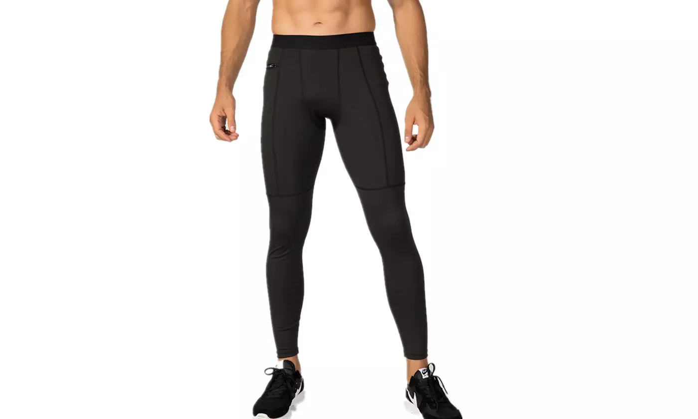 Men's Compression Pants Workout Athletic Leggings Running Gym Tights with Pocket