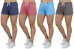 Women's 3-Pack Assorted Slim Fitting Soft Washed Loung Shorts (Sizes, S-XL) - Second Medium