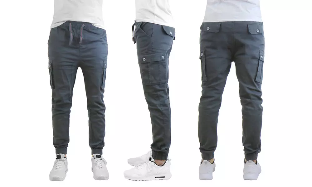 Galaxy by Harvic Men's Stretch Cotton Cargo Jogger Pants