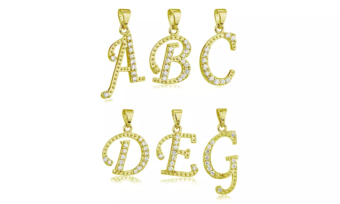 Sterling silver Crystal initial necklace ( multiple platings)