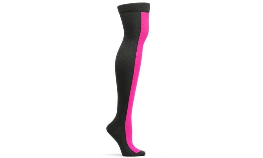 Image 2: Ozone W629-52 Neon Racer Over the Knee Sock - Fuchsia One Size
