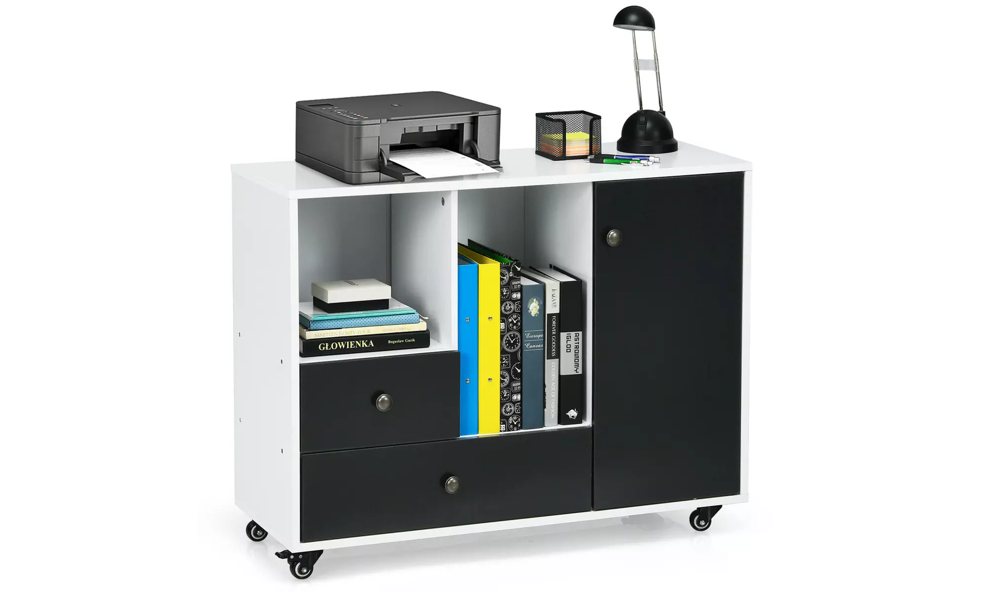 Costway Lateral Mobile Filing Cabinet Large Printer Stand w/ 2 Drawers - Primary Image