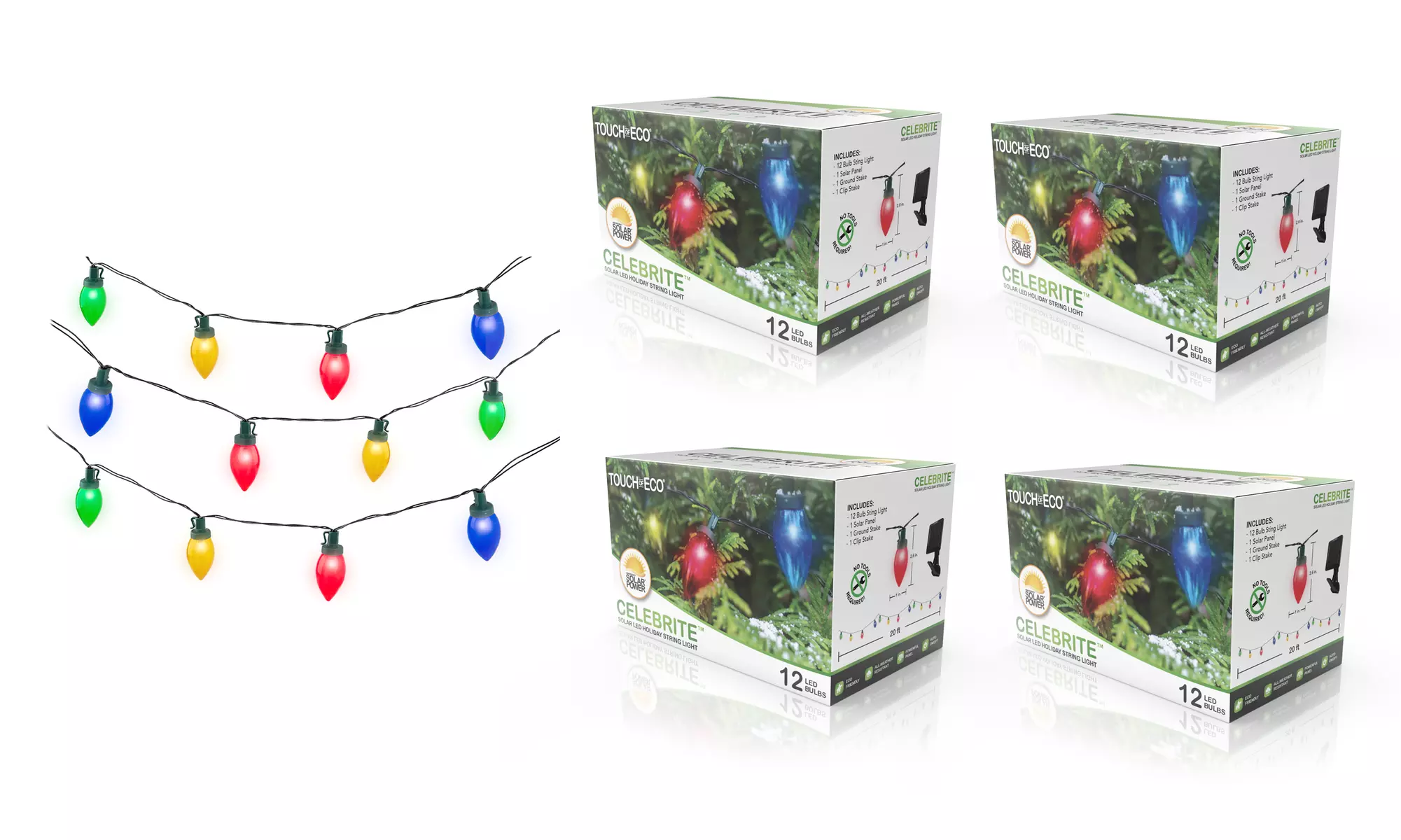 Touch Of ECO Celebrite Outdoor Solar Multi-Colored LED Christmas String Lights - Second Medium
