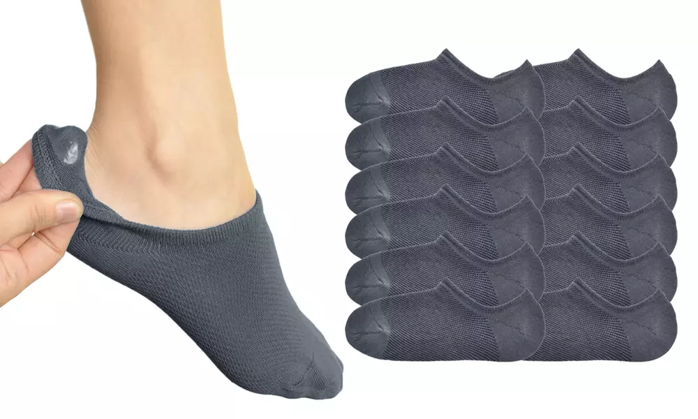 Angelina No-Show Socks with Silicone Heel (12-Pair-Pack)