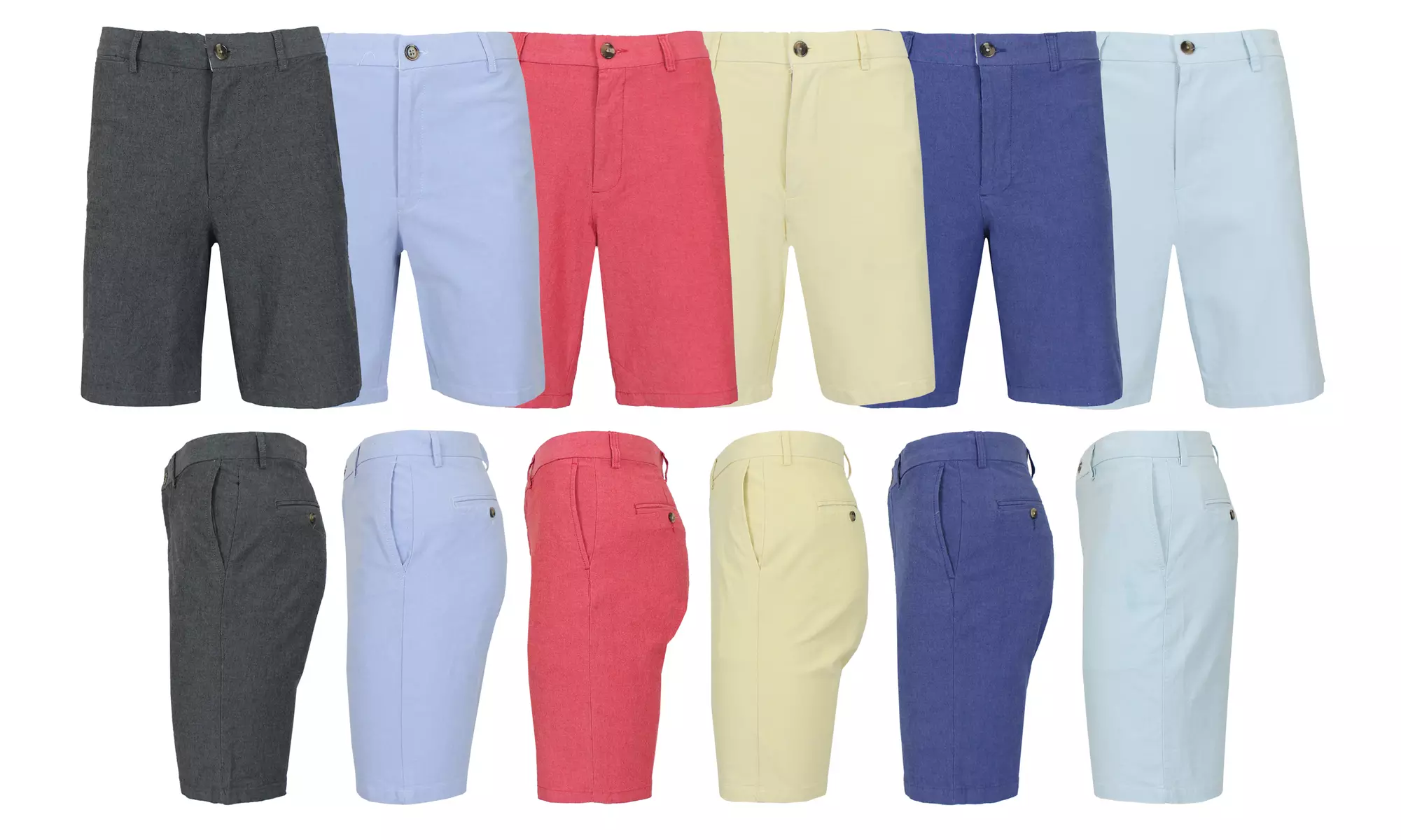 3 Pack Men's Cotton Stretch Oxford Chino Flat-Front Shorts (Sizes, 30-42) - Primary Image