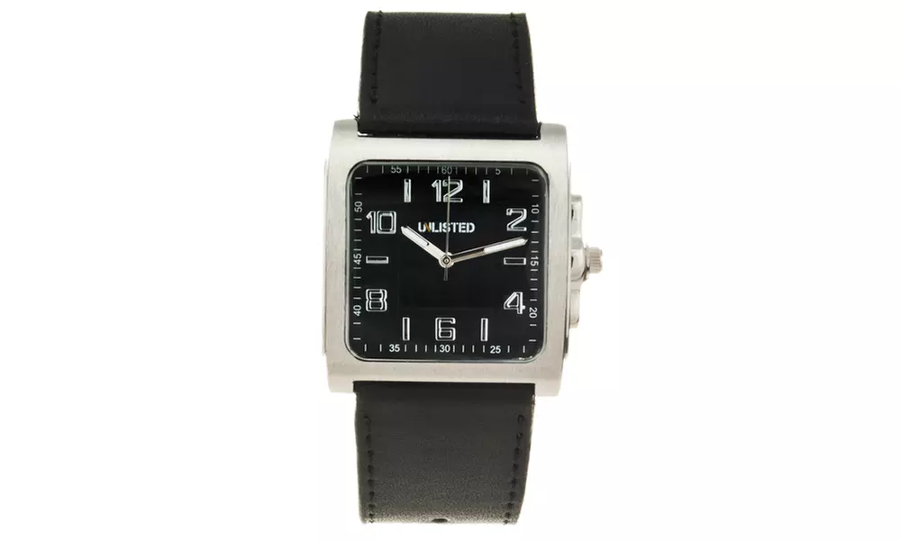 Unlisted Men's Brushed-finish Square Case Analog Watch - Primary Image