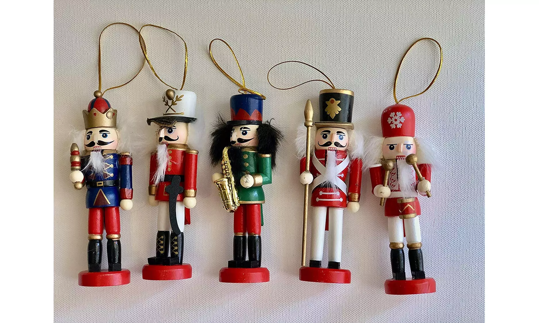 Christmas Nutcracker Soldiers - Wooden Nutcracker Ornament Set, Set of 5 - Second Medium