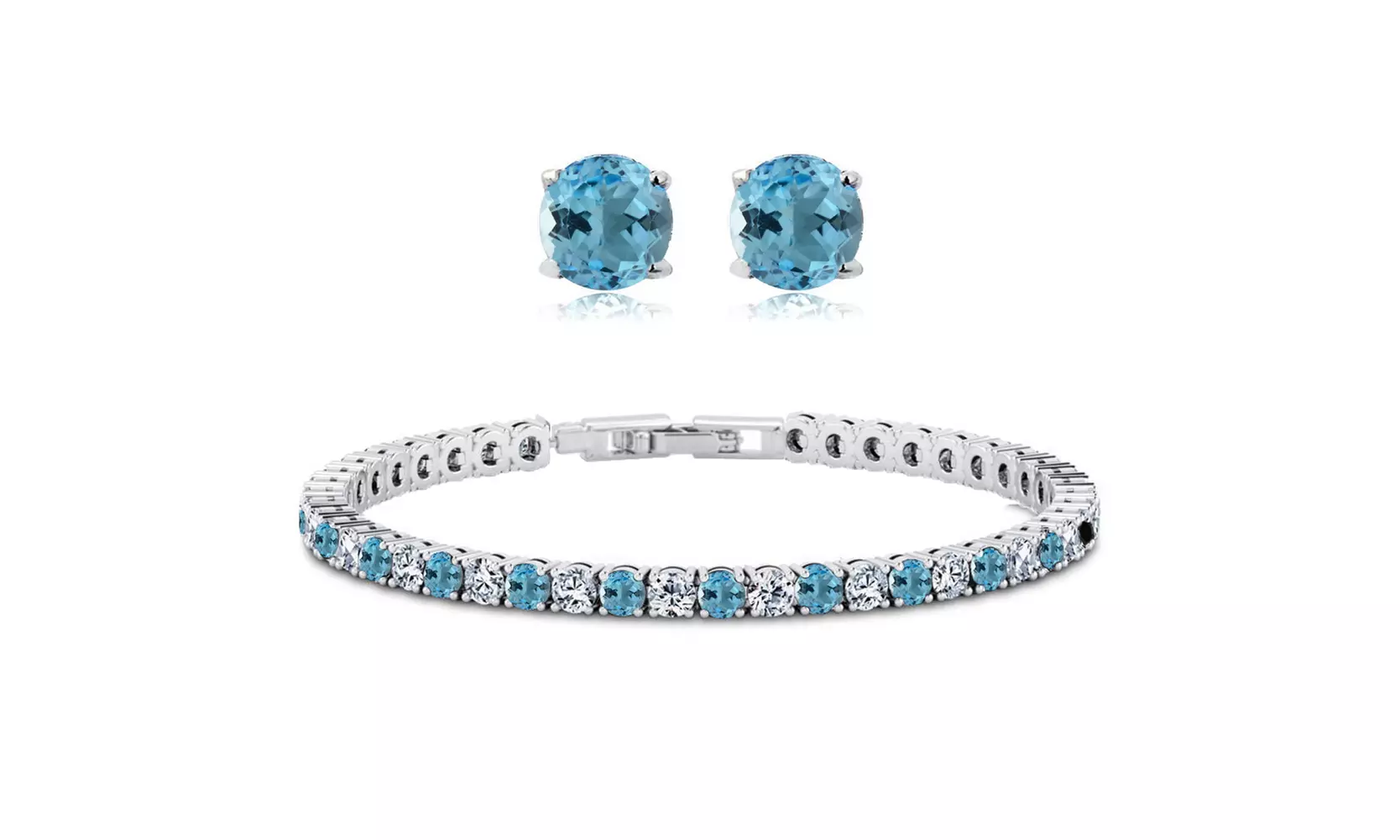 Alternation Cubic Zirconia Tennis Bracelet and Earring Set