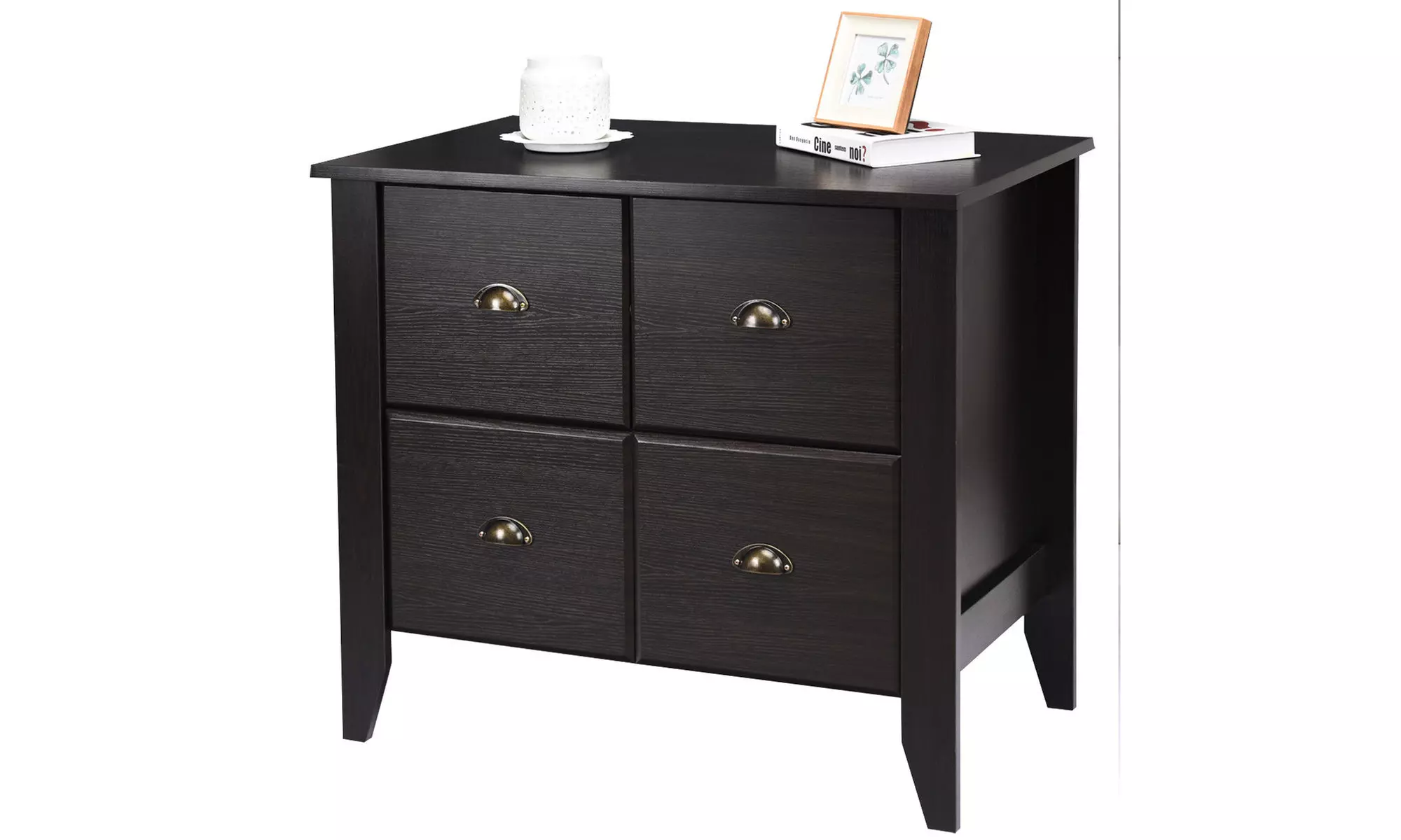 Multi-function Lateral File Cabinet TV Stand Storage Retro Furniture W/2 Drawers - Primary Image