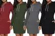 Women Slim Long Hoodie Tunic Sweatshirt Dresses Zipper Pullover with Pocket - Second Medium