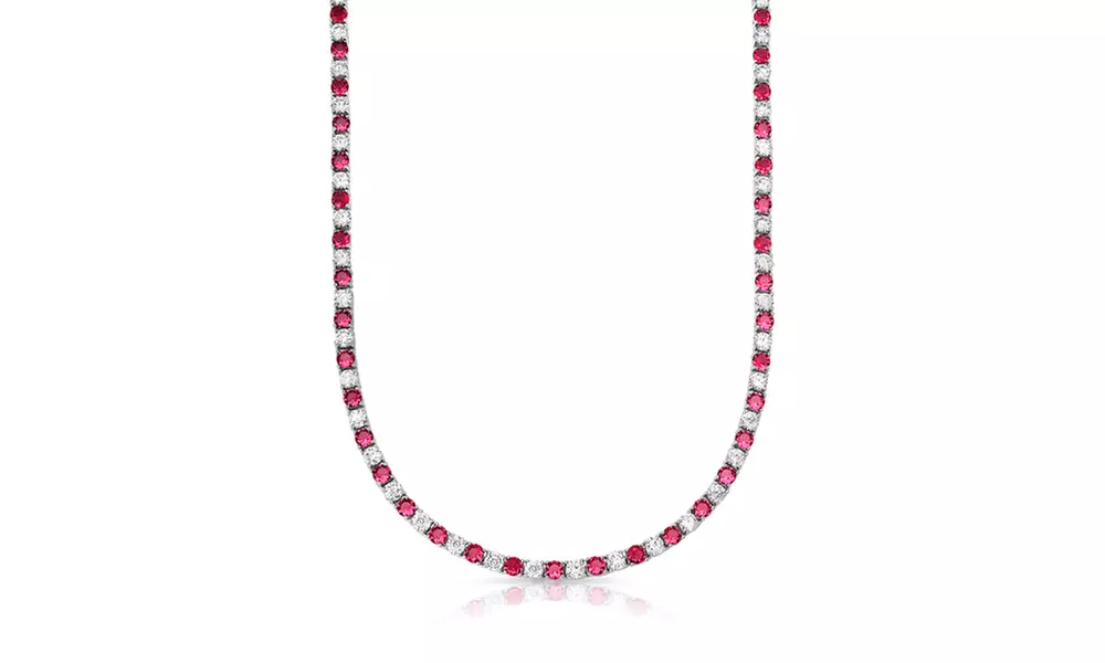 Simulated Blue Sapphire Tennis Necklace By Mina Bloom - Second Medium