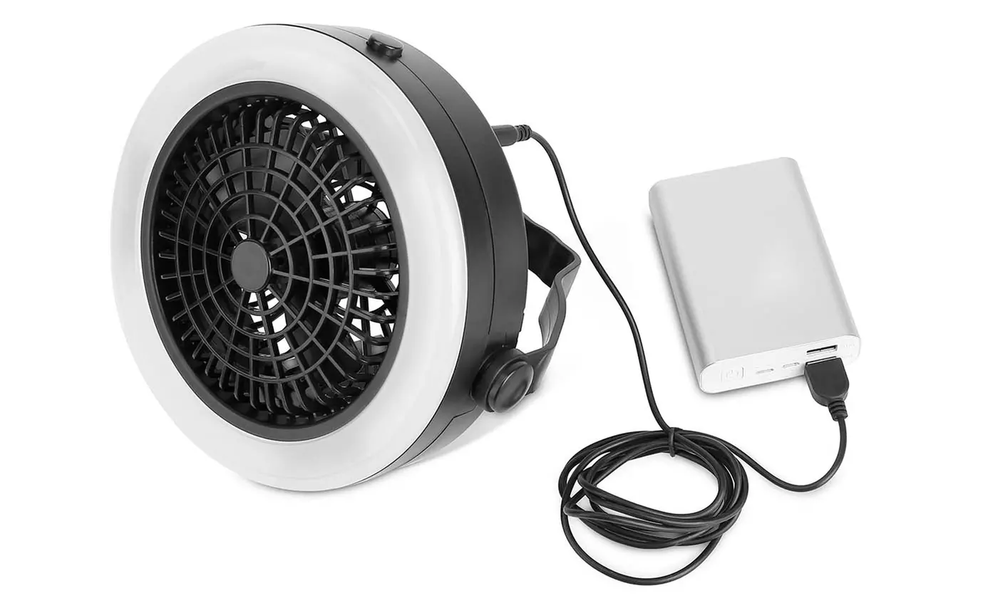 iMounTEK 2-In-1 USB Rechargeable Camping LED Fan Lantern Hanging Tent Light