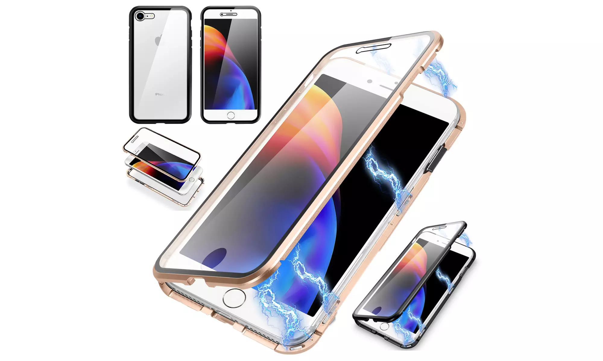 Magnetic Tempered Glass Case For iphone 7/8,7 8 Plus,X,XS Max,Xr, XS Ultra Slim  - Primary Image