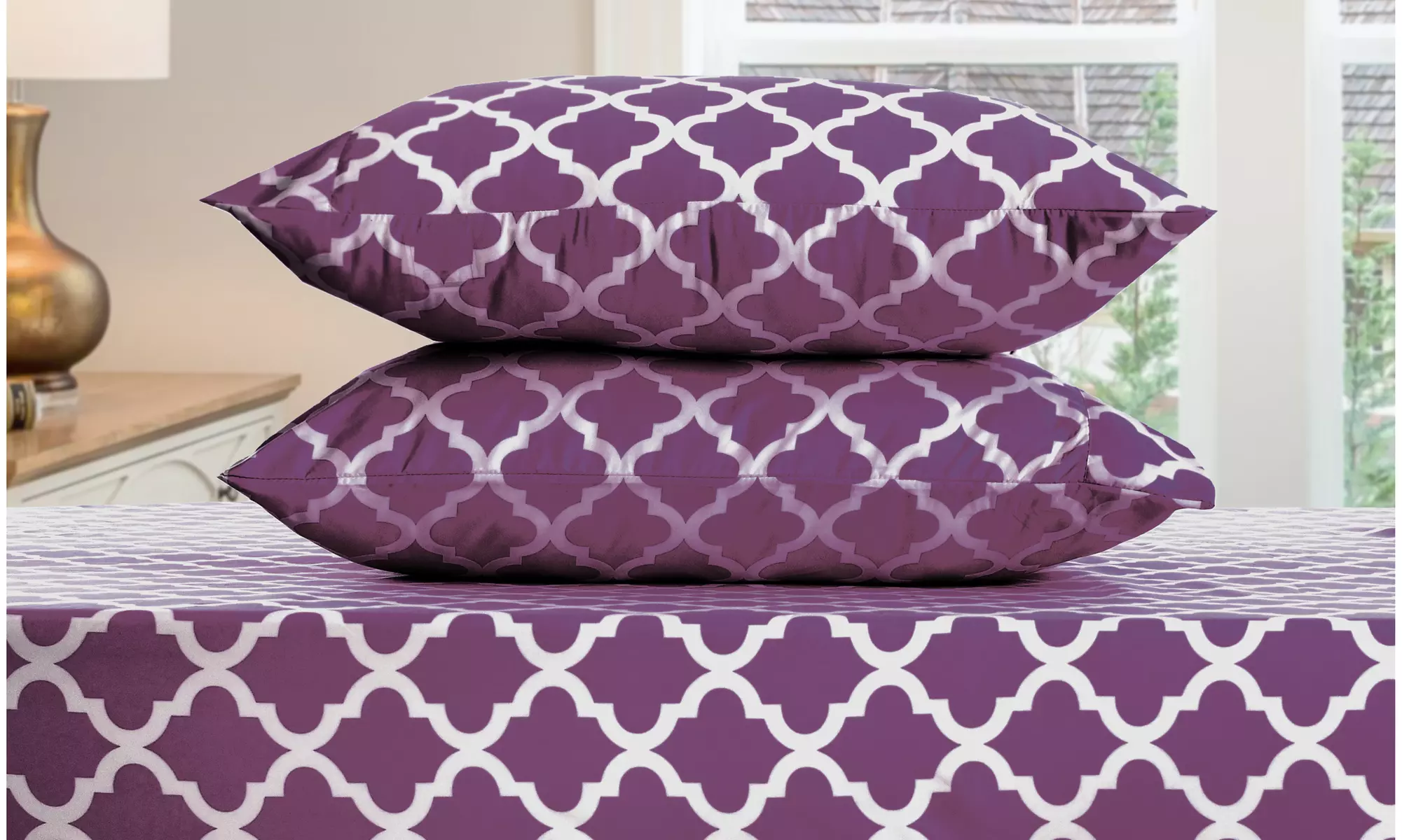 Quatrefoil 1800 Egyptian Quality Hypoallergenic Microfiber Sheet Set - Lux Decor