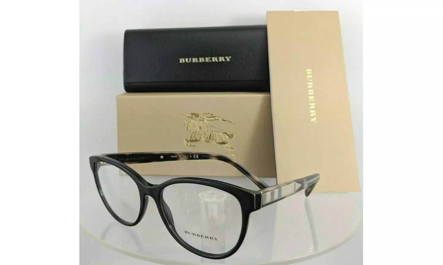 Brand New Authentic Burberry BE 2229 Eyeglasses 2229 3001 Black Brown 54mm Frame - Primary Image