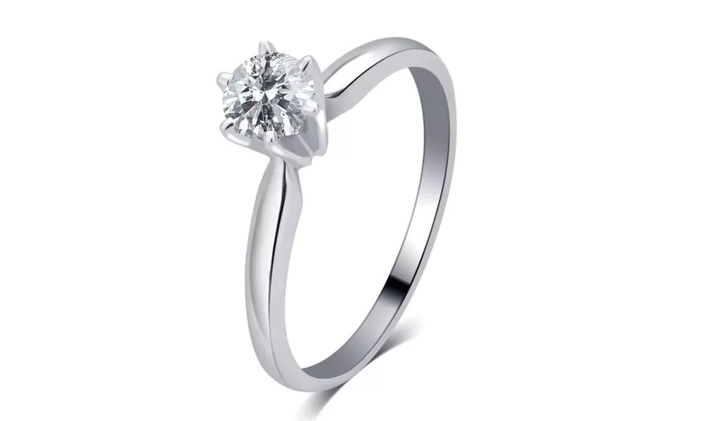 1/2 Cttw Round Diamond Solitaire 6 Prong Ring 14K Gold-GSOLRD50W - Primary Image