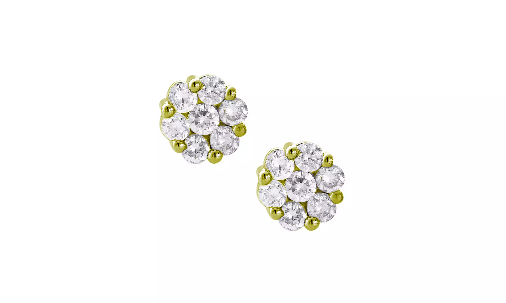 Plated Sterling Silver Crystal Flower Stud Earrings