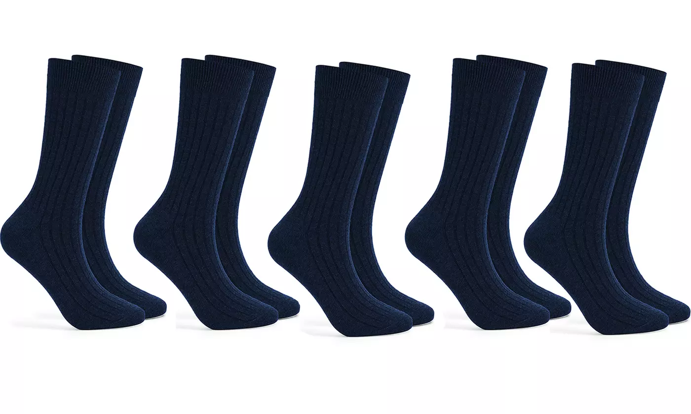 Mens Warm Soft Cotton Full Cushion Crew Socks (5 Pairs)