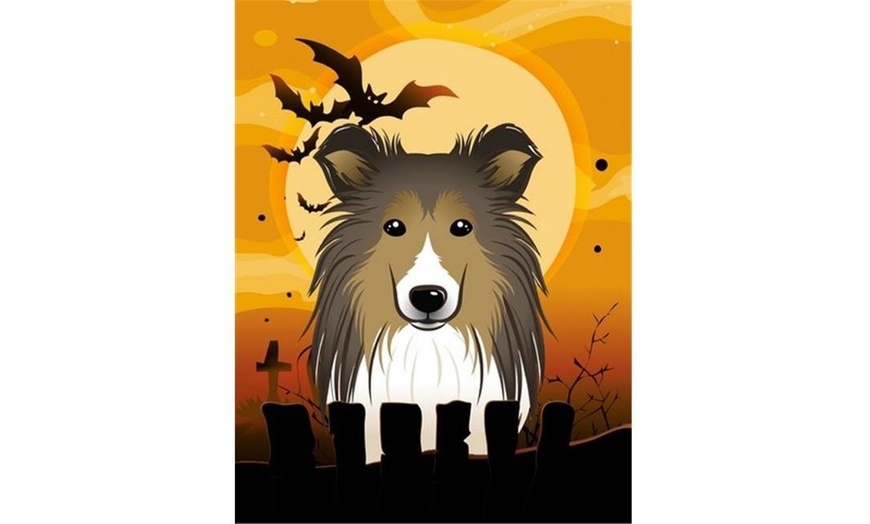 Image 1: Carolines Treasures BB1800GF Halloween Sheltie Flag Garden Size
