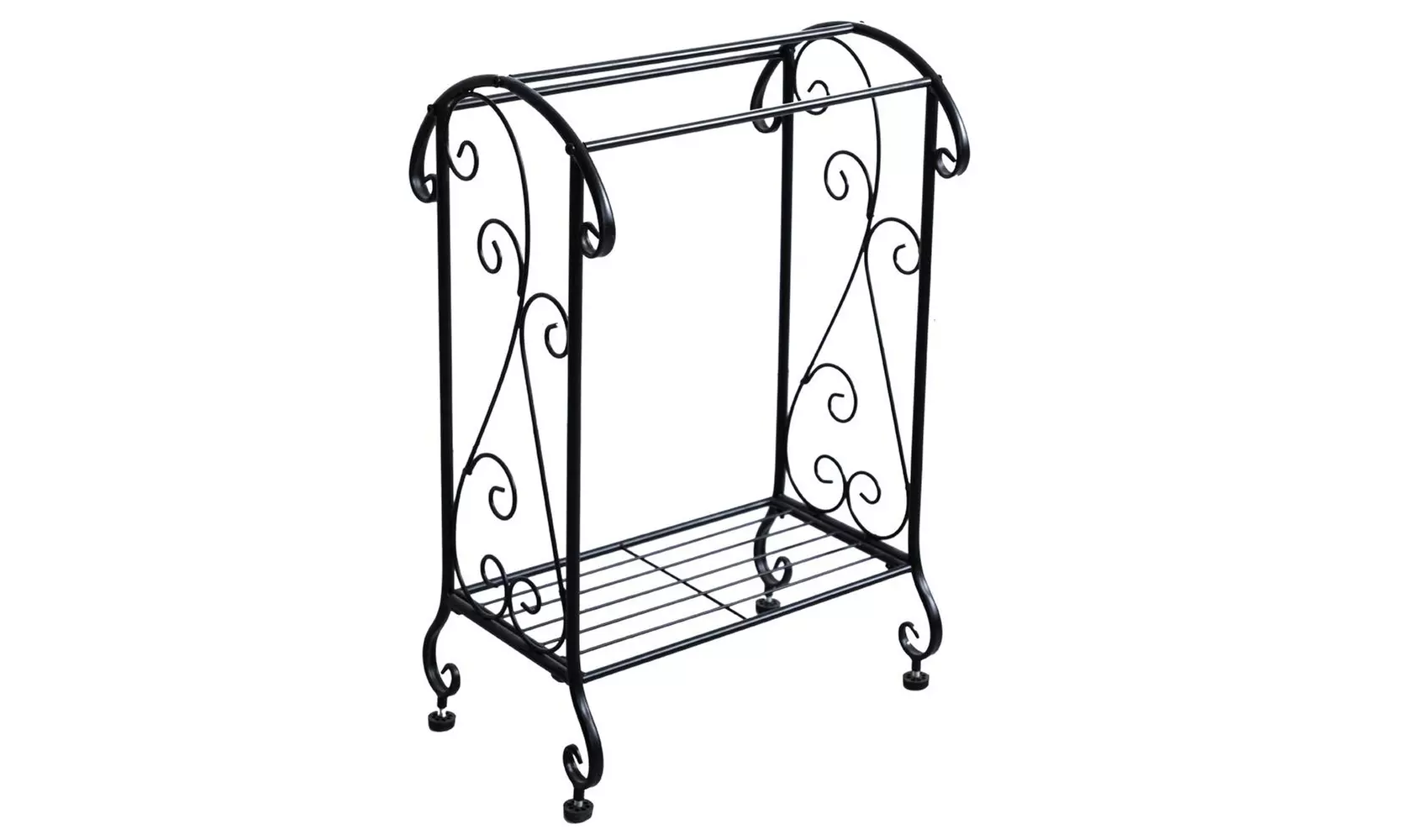 Free Standing Metal Towel Holder Rack Stand Drying Rack with Storage Shelf Black - Primary Image
