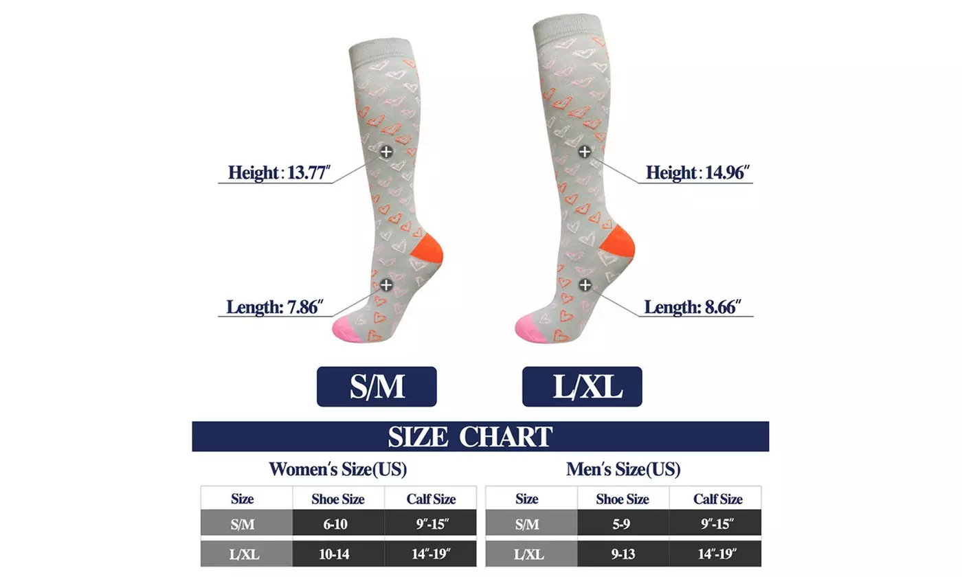 3-6 Pack Compression Socks Camouflage Graduated Sports Socks for Men & Women  