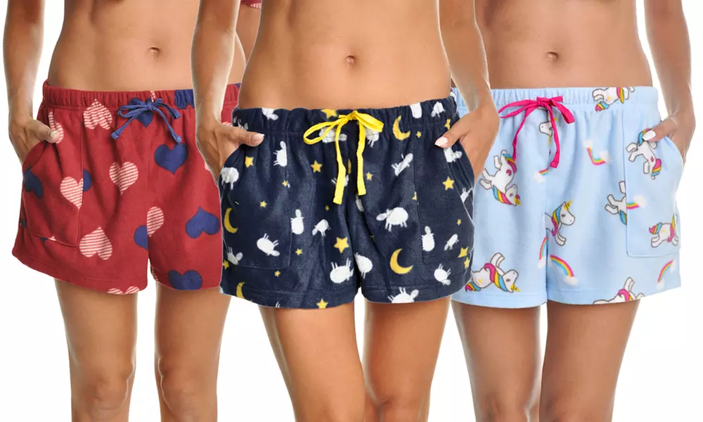Women's PJ Shorts with Elastic Drawstring Waist and Pockets - Primary Image