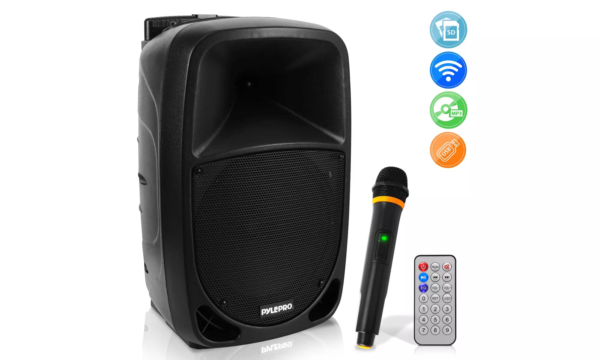 Bluetooth PA speaker with wireless microphone - Portable Karaoke Speaker System - Primary Image