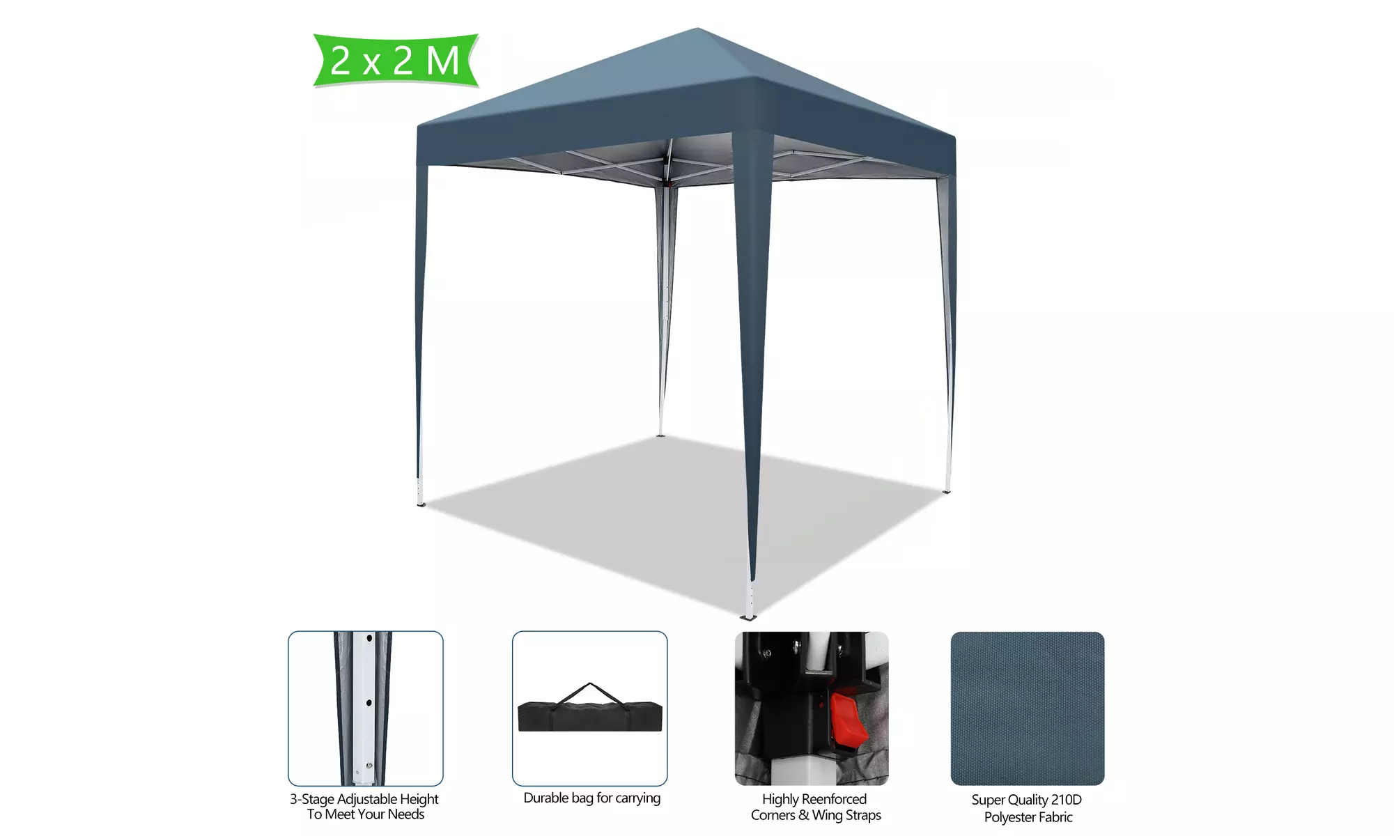 6.5'x6.5' Canopy Tent Waterproof Height Adjustable Folding Tent Blue & Green - Primary Image