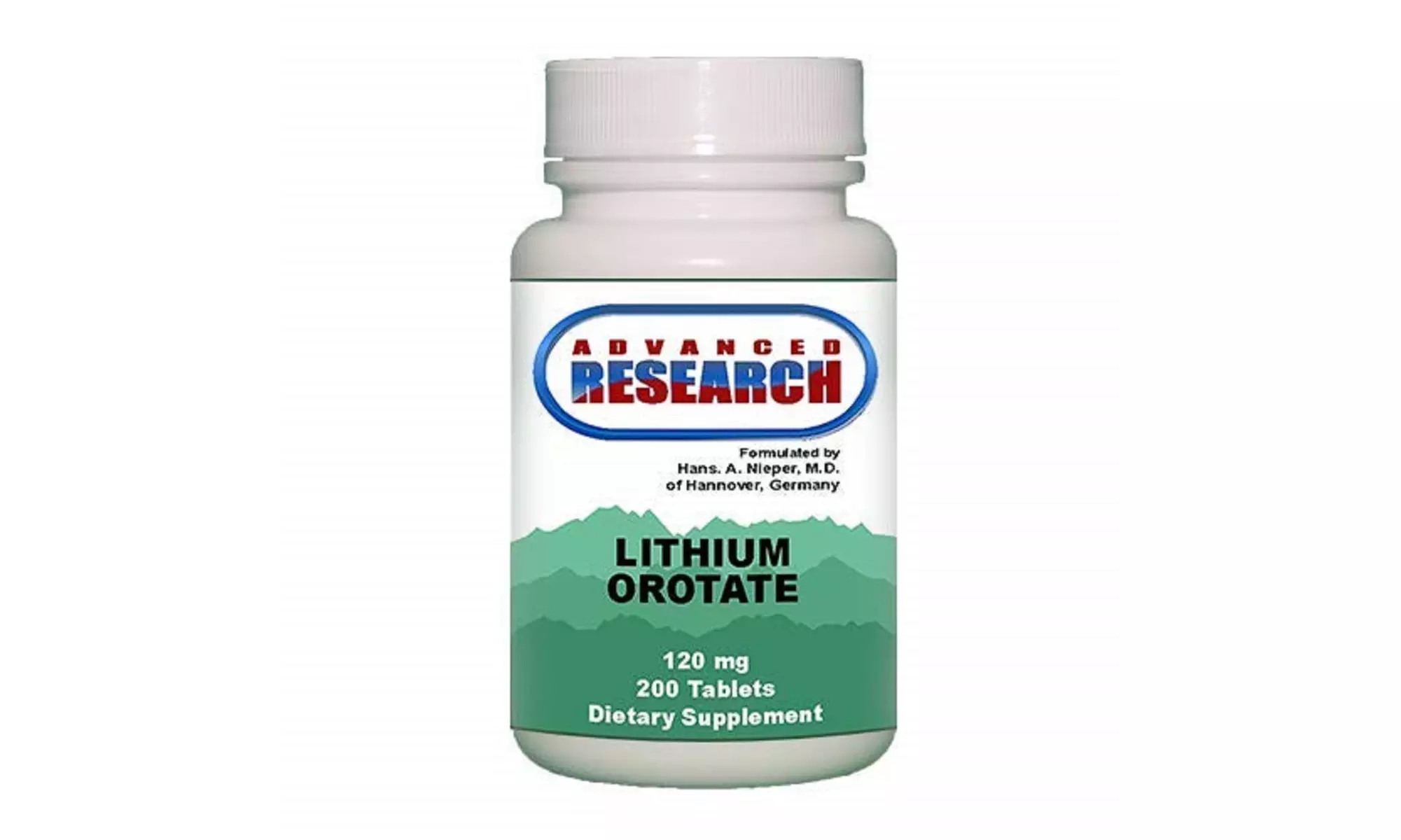 NCI Advanced Research Dr. Hans Nieper Lithium Orotate Tablets, 120 mg, 200 Count - Primary Image