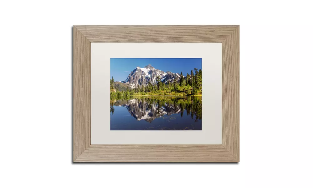Pierre Leclerc 'Picture Lake' Matted Birch Framed Art - Primary Image