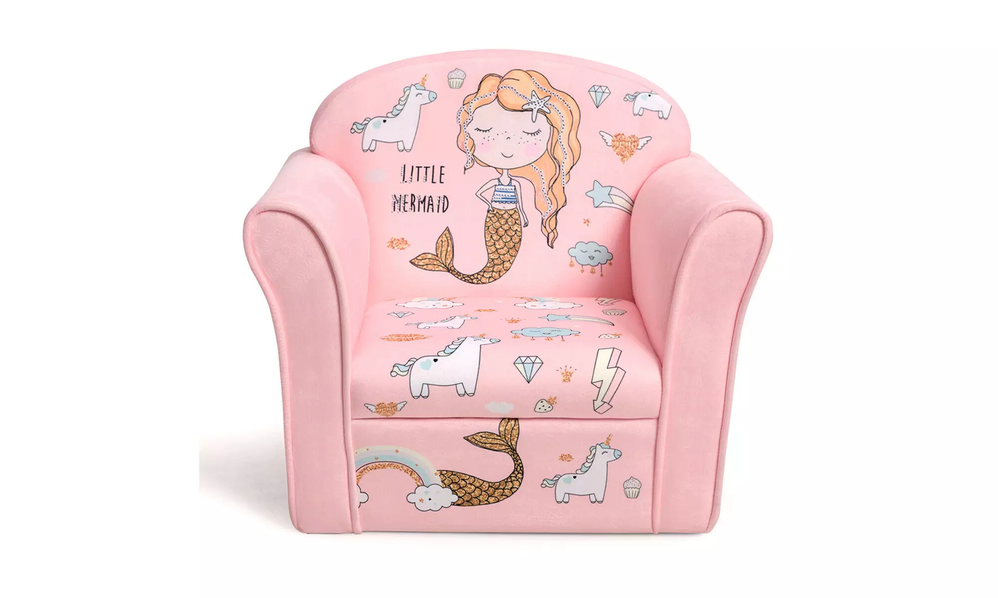 Costway Kids Mermaid Sofa Children Armrest Couch Upholstered Chair Toddler - Primary Image