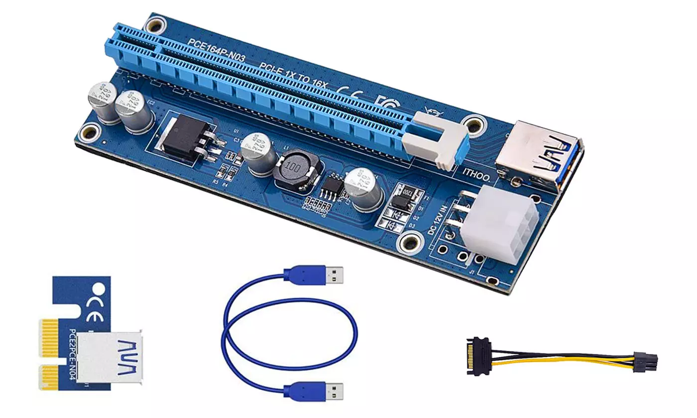 iMounTEK PCI-E PCI Express Riser GPU Mining Powered Riser Adapter Card (5-Pack) - Second Medium