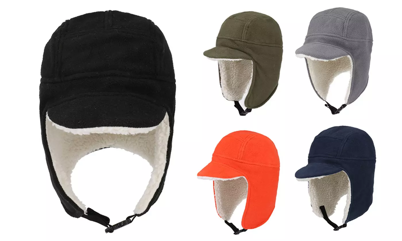 Helmet Beanies Fleece-Lined Ear Flap Hat Winter Ski Trooper Trapper Cap - Primary Image