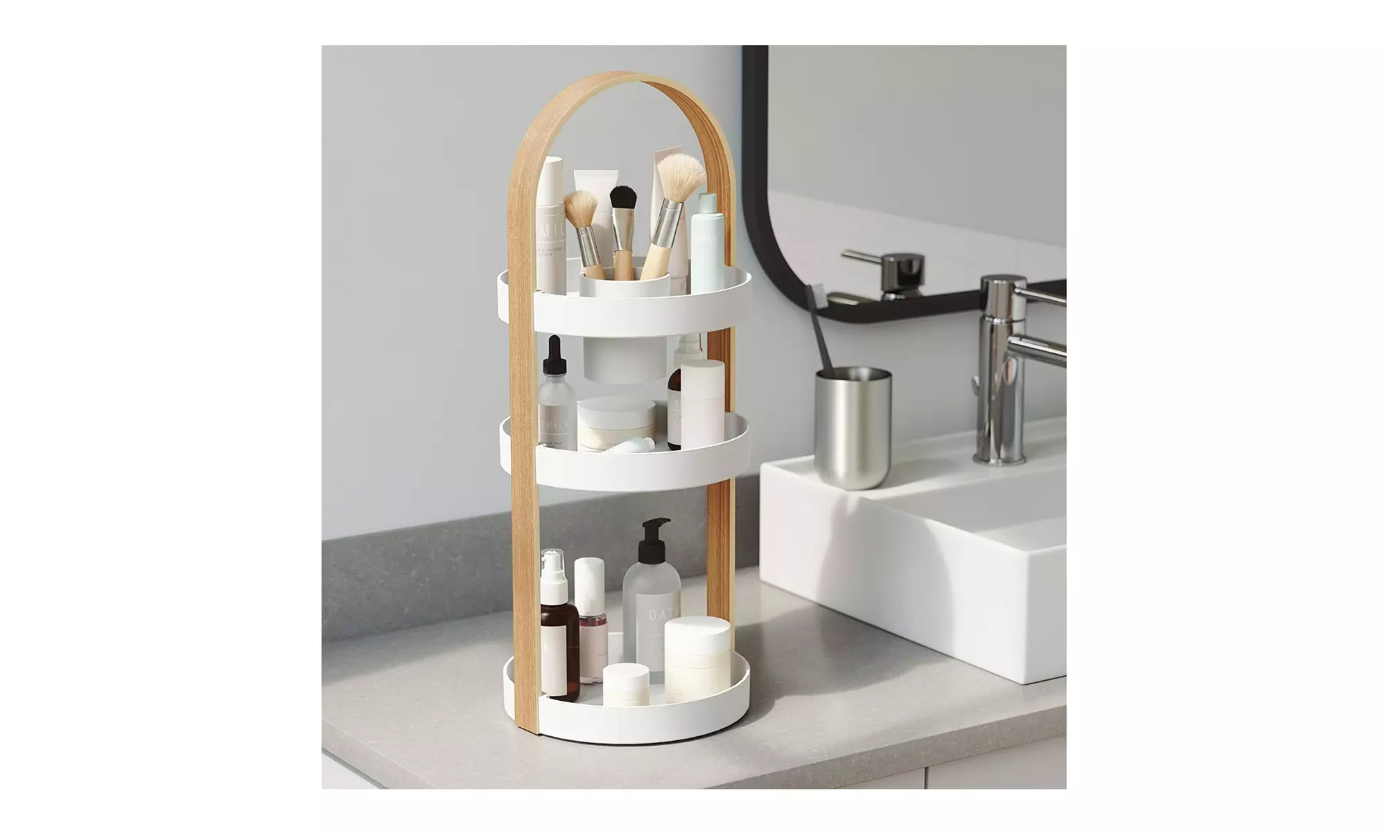 Umbra Bellwood Cosmetic Organizer (White-Natural) - Second Medium