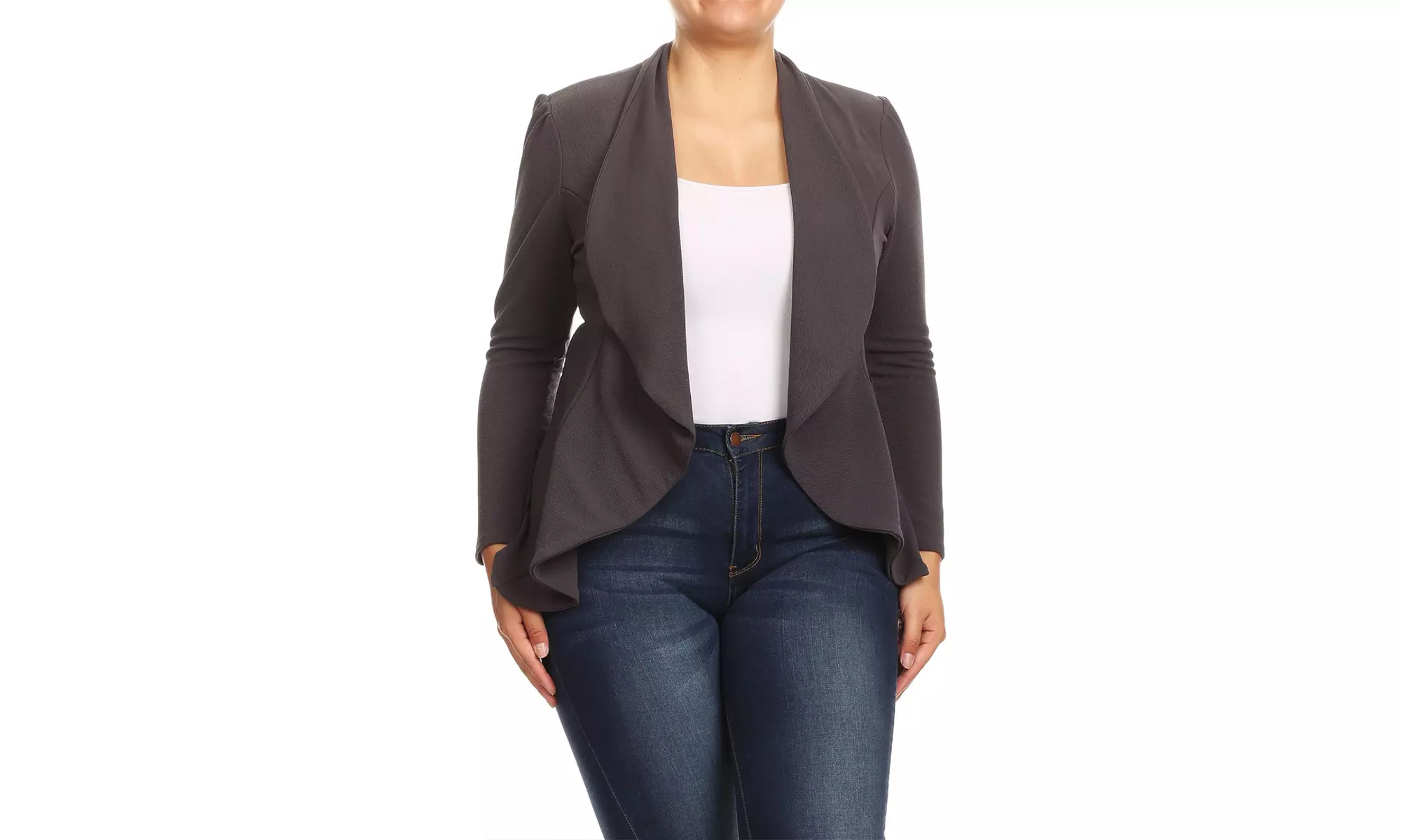 Women's Solid Plus Size Long Sleeves Blazer Jacket