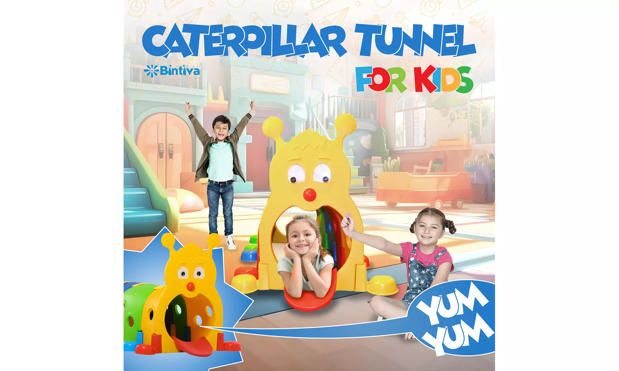 Bintiva Climb and Crawl Caterpillar Tunnel Play Structure - Second Medium