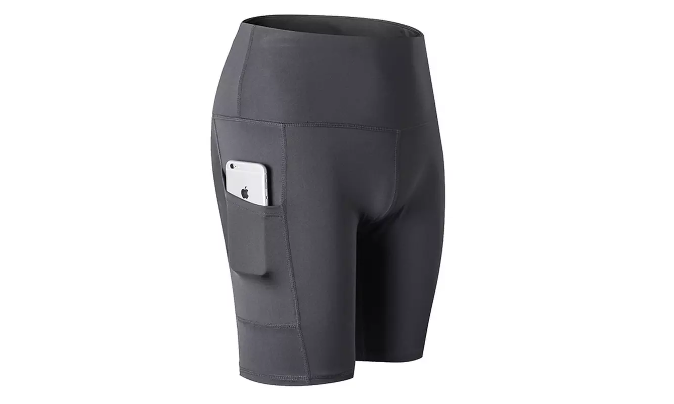 Women's High Waist Biker Shorts  with Phone Pocket