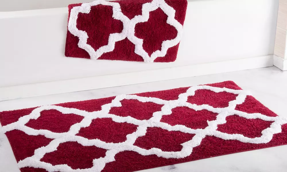 Lavish Home 100% Cotton Trellis Bath Mat Set (2-Piece)