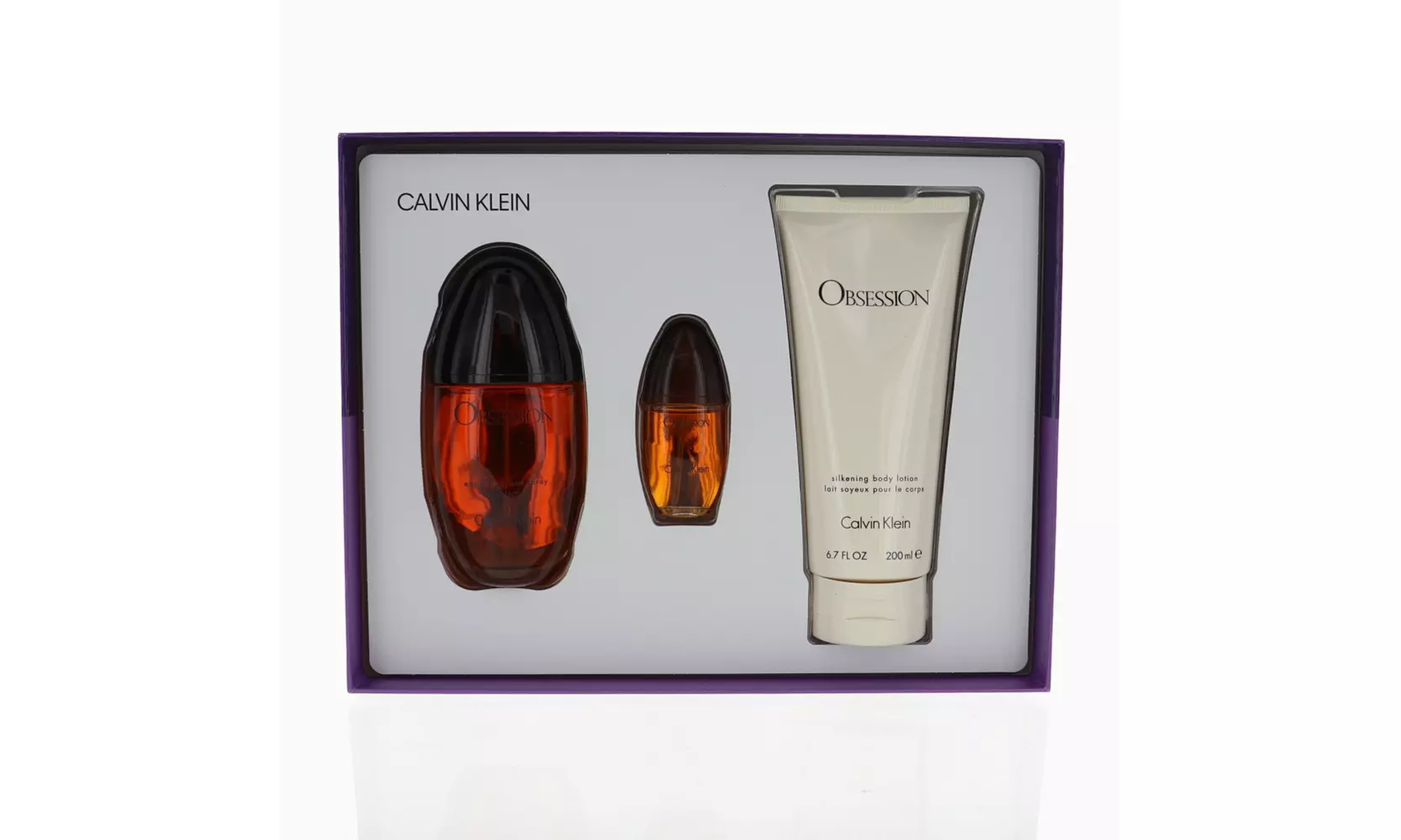 Obsession By Calvin Klein 3 Piece Gift Set - 3.4 Oz Eau De Parfum Spray New Box