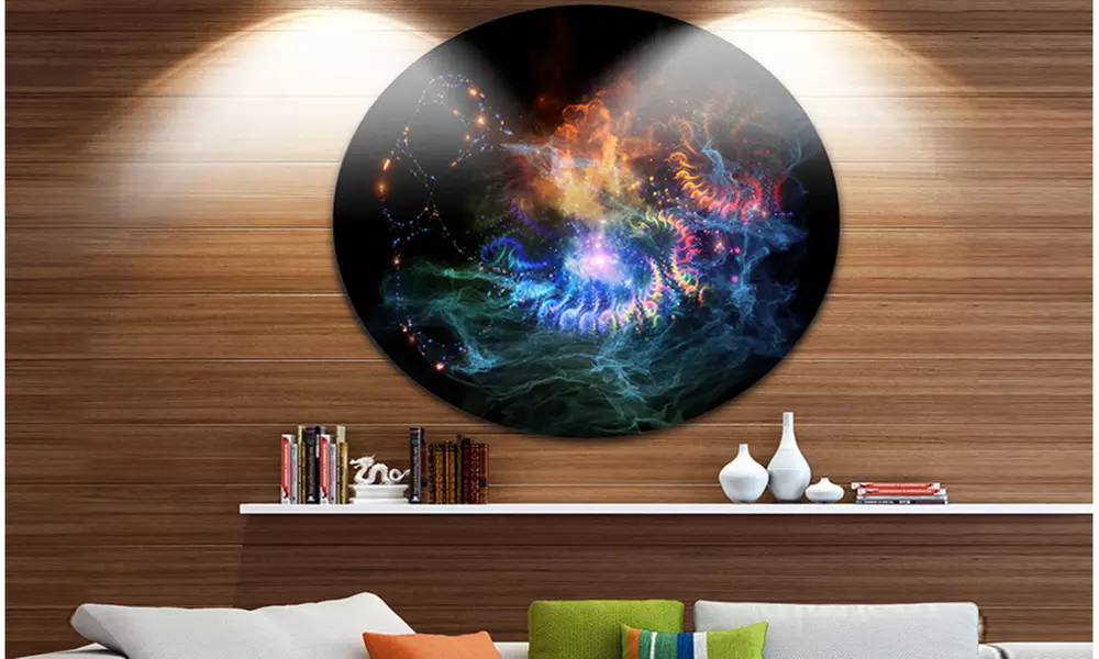 Flame Lights of Network' Abstract Circle Metal Wall Art - Primary Image