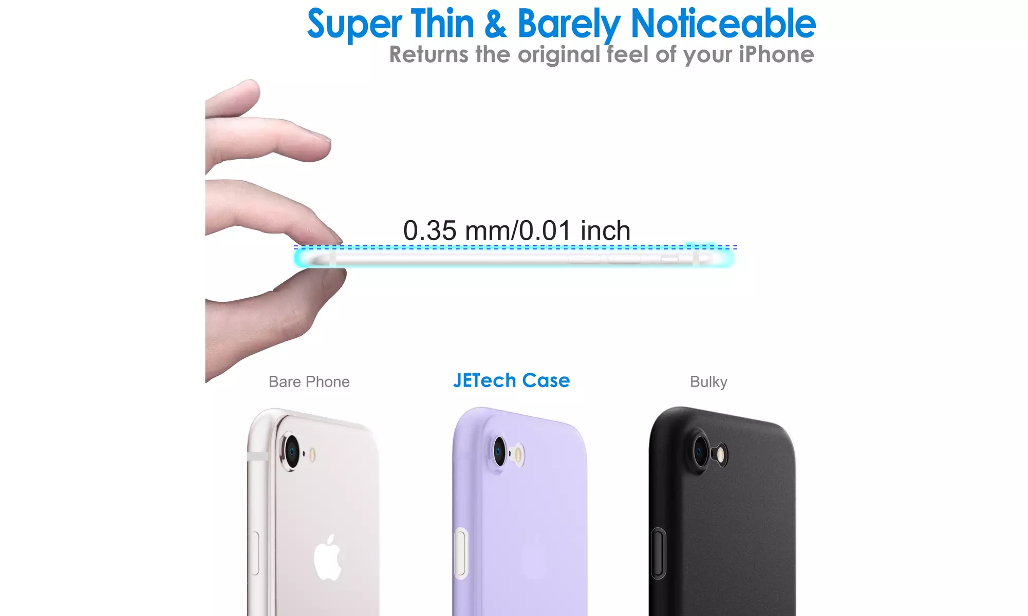 Ultra Slim Matte Hard Case for iPhone 8/7/SE 3/2, Camera Lens Cover Protection