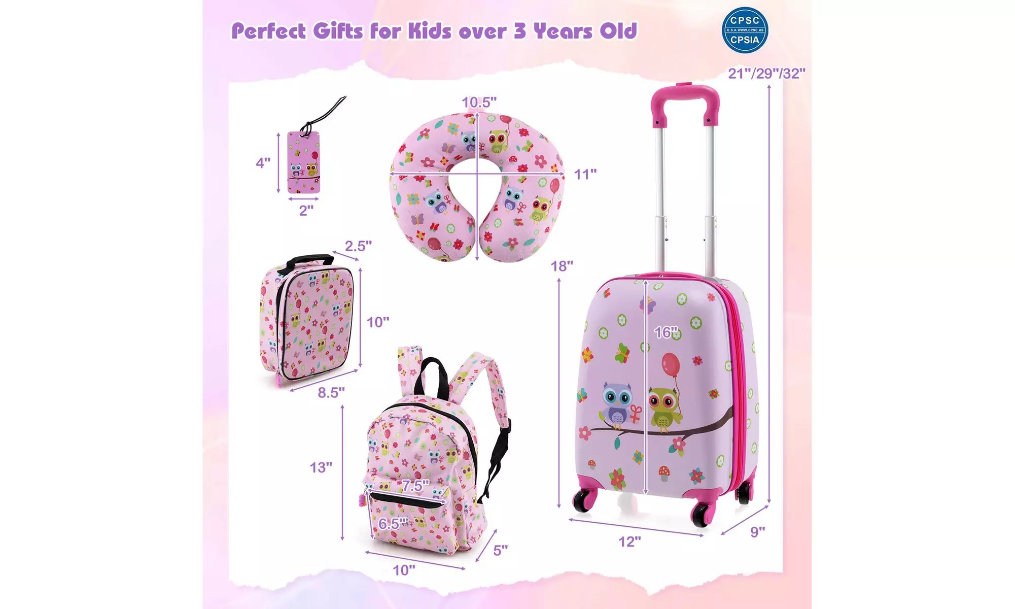 Costway Five-Piece Costway Kids Luggage Set 