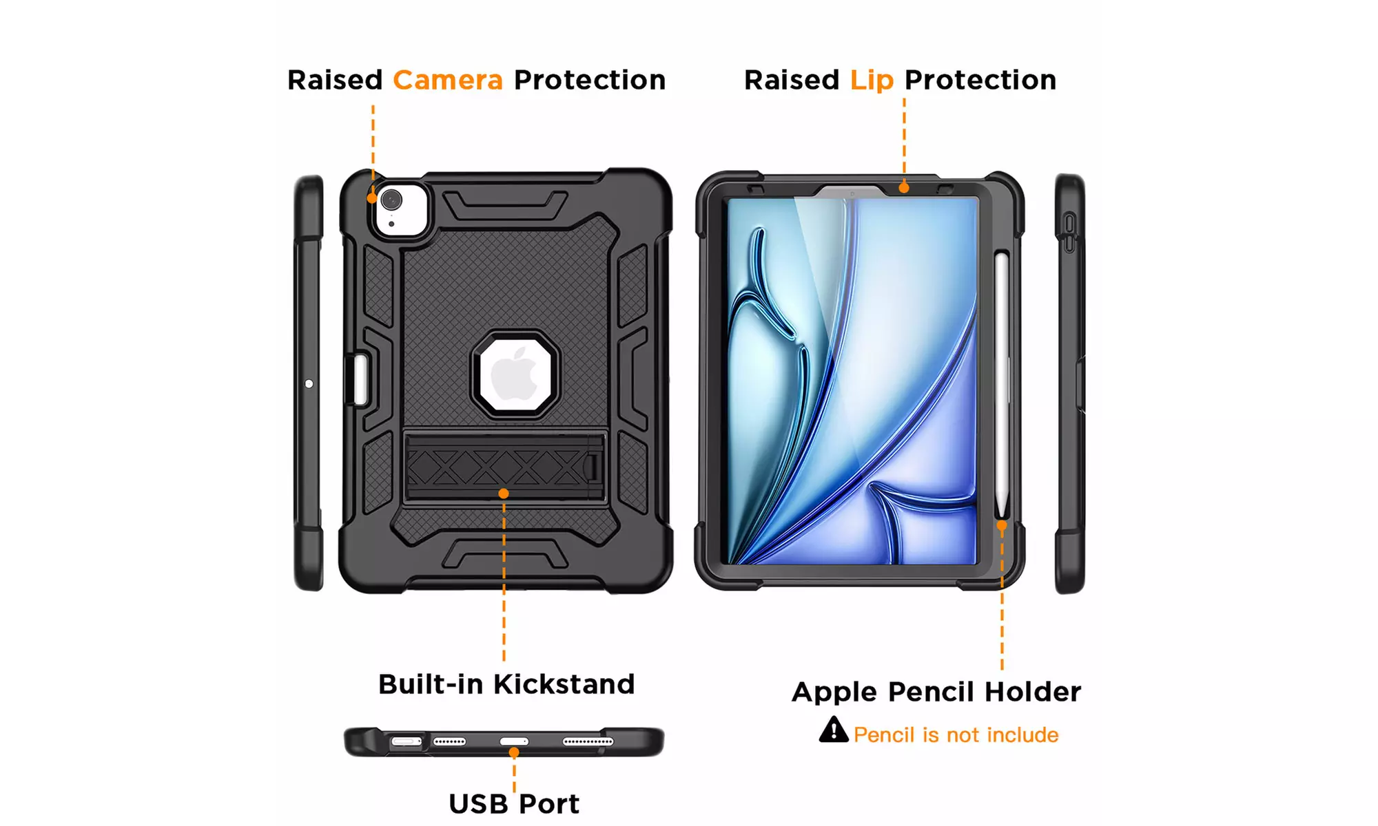 For Apple iPad Air 11-inch 2024 Case Rugged Heavy Duty Shockproof 3-in-1 Cover