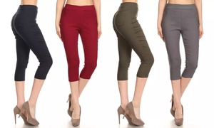 Women's High Waist Pull-On Stretchy Skinny Capri Jeggings