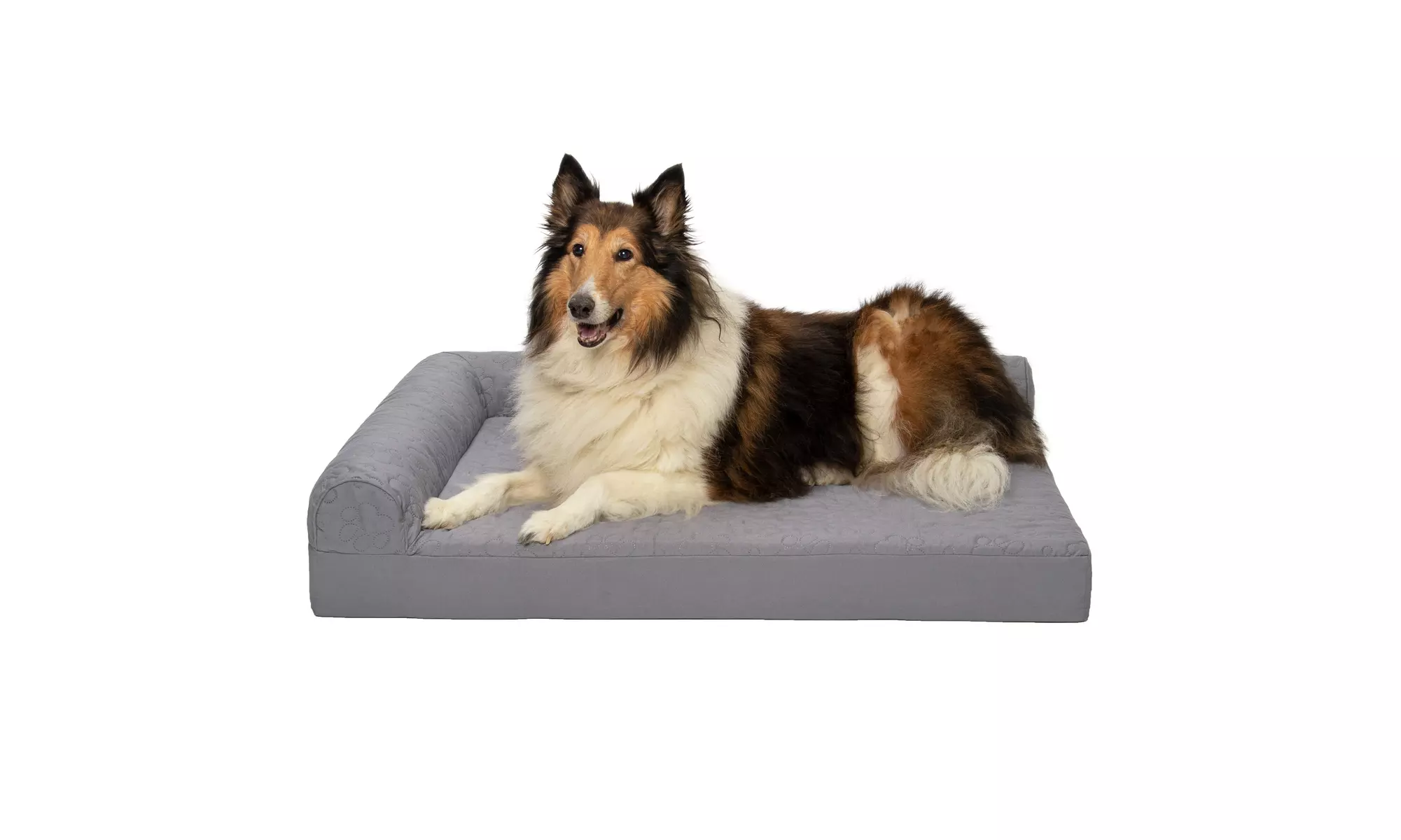 FurHaven Paw Quilted Chaise Full Support Sofa Pet Bed w/ Removable Cover