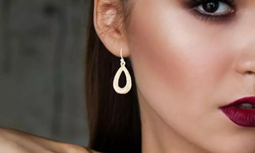 Italian Made 925 Sterling Silver Diamond Cut Teardrop Hook Earrings For Women