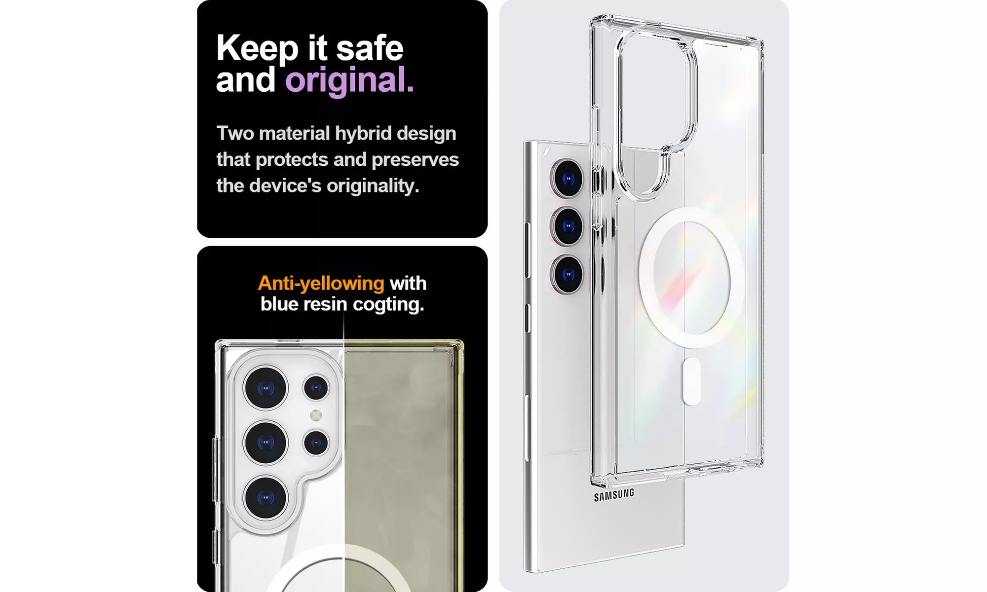 AICASE Clear Magnetic Shockproof Case for Samsung Galaxy S25 Ultra