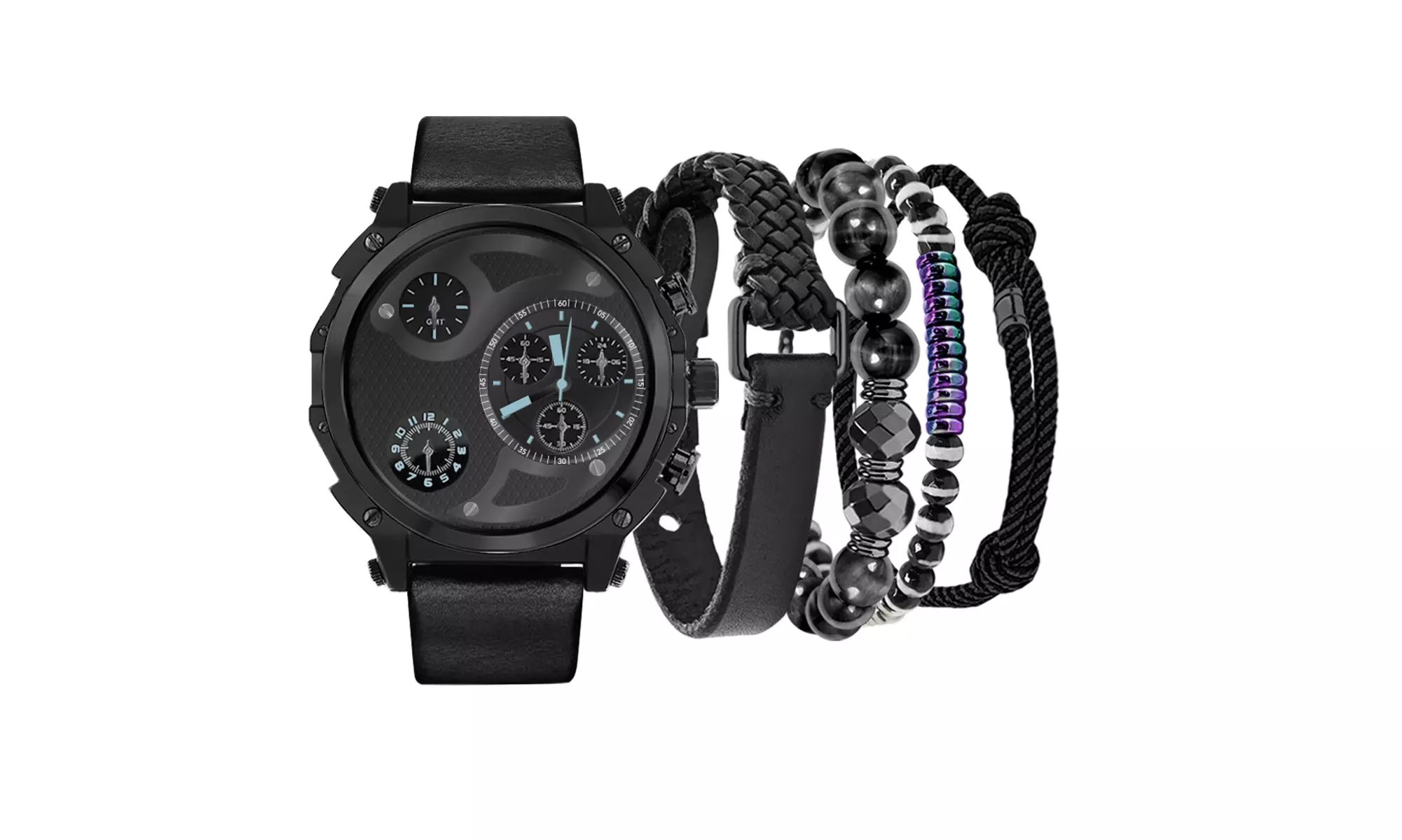 American Exchange Men's Blue Analog Quartz Watch And Holiday Stackable Gift Set - Second Medium